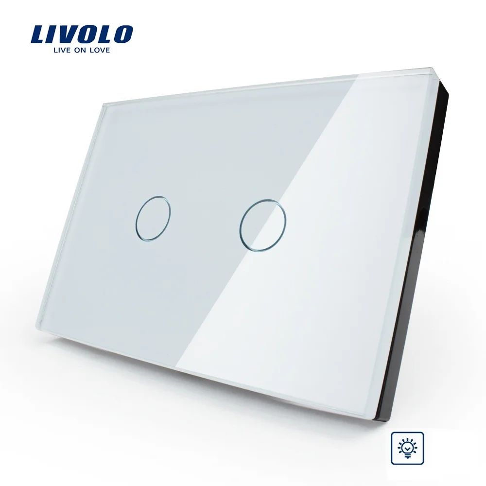 

Livolo Touch switch,VL-C302D-81, Crystal Glass Panel, US/AU standard, Dimmer Control Touch Wall Light Switch/Home Automation