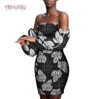 elastic bodycon bandage dress african women elegant off shouler above knee sexy party evening mini print female clothing wy8962