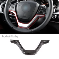 for bmw 2014 2018 x5 f15 real carbon fiber auto steering wheel frame v shaped decoration cover car styling interior accessories