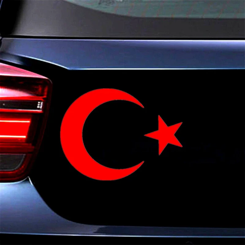 

Funny Vinyl Decal Turkish Flag Moon and Star Car Sticker Waterproof Auto Decors on Truck Bumper Rear Window Decoration