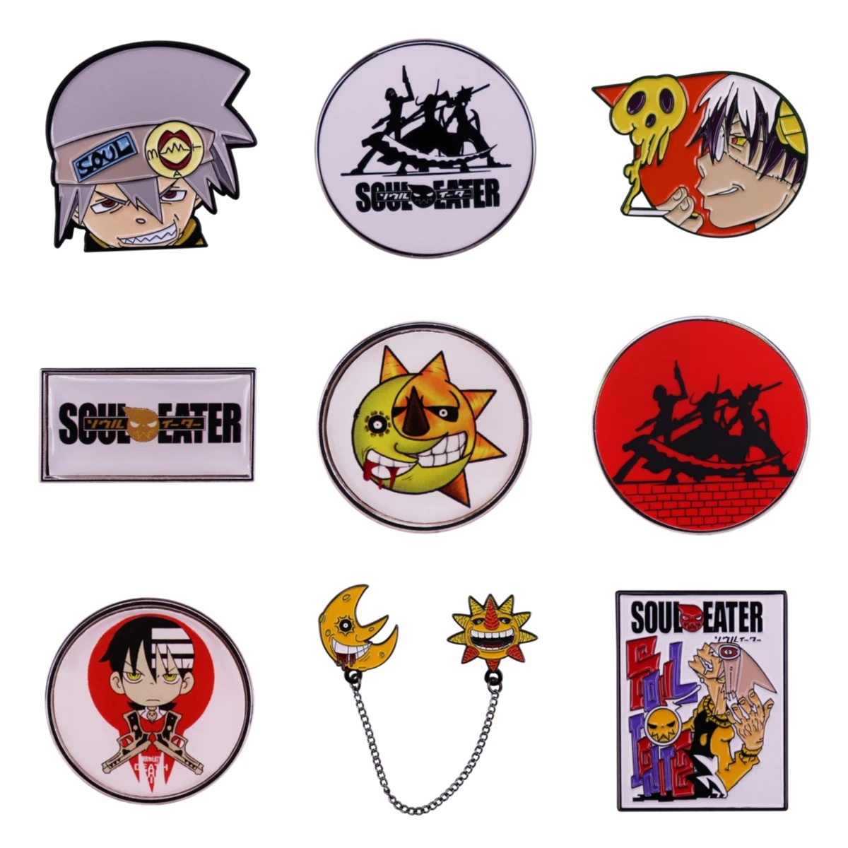 Anime Soul Eater Hard Enamel Pins Collect Comic Boy Metal Cartoon Brooch Backpack Hat Bag Collar Lapel Badges Fashion Jewelry