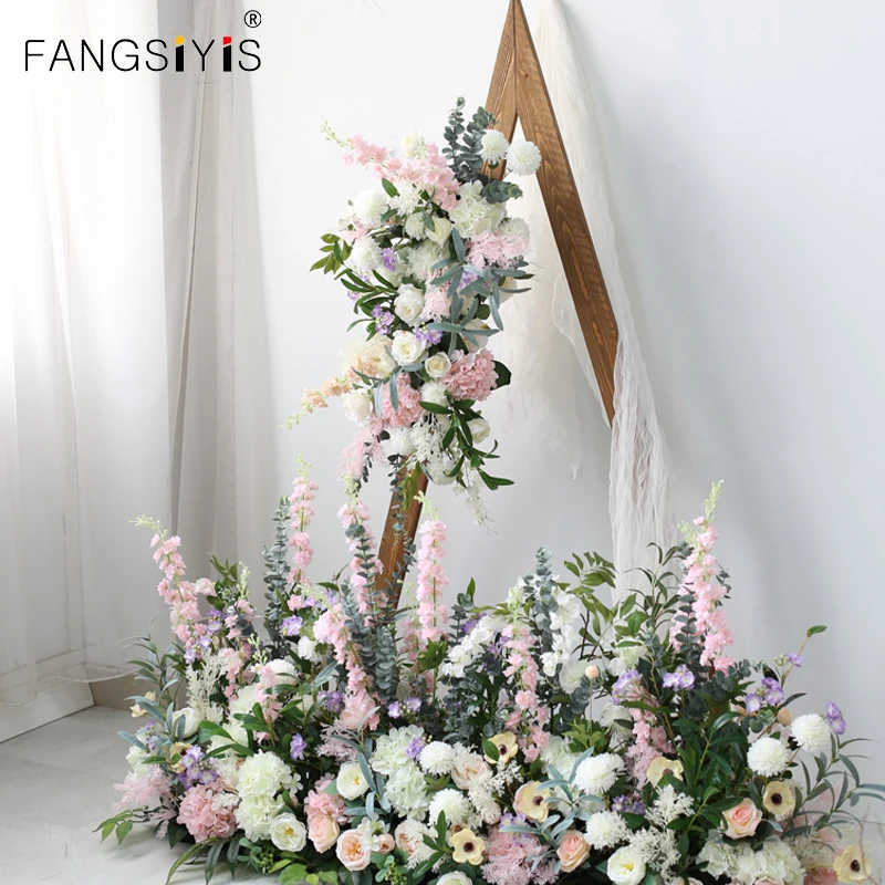 

90/160CM DIY Wedding Flower Wall Arrangement Supplie Silk Hydrangea Rose Artificial Floral Row Decor Marriage Iron Arch Backdrop