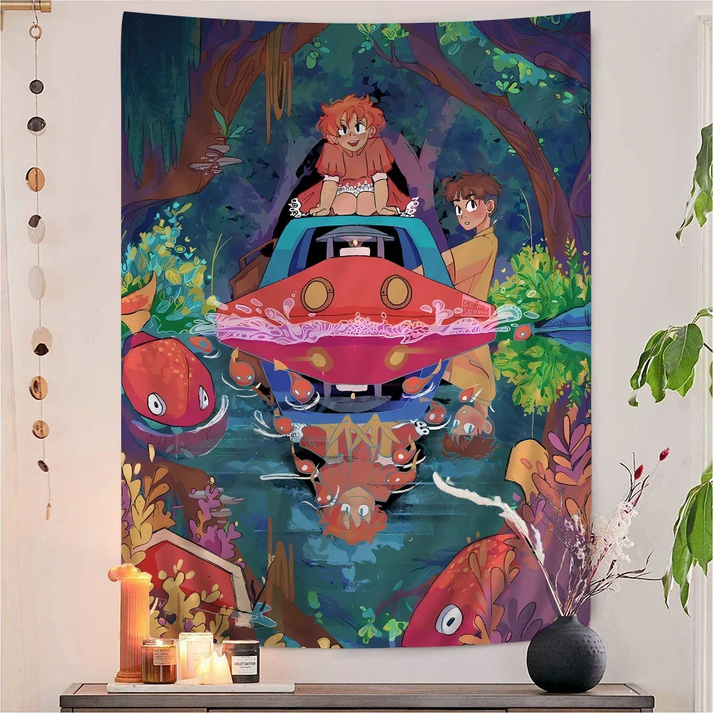 Аниме P-ponyos подвесной богемный гобелен Таро хиппи настенные коврики Dorm японский