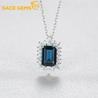 sace gems 100 925 sterling silver sapphire pendant for women wedding engagement party jewelry ladies valentine day present