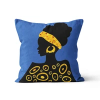 cartoon african woman cushion cover suede nap office chair living room sofa throw pillow case bedroom pillowcase home decor