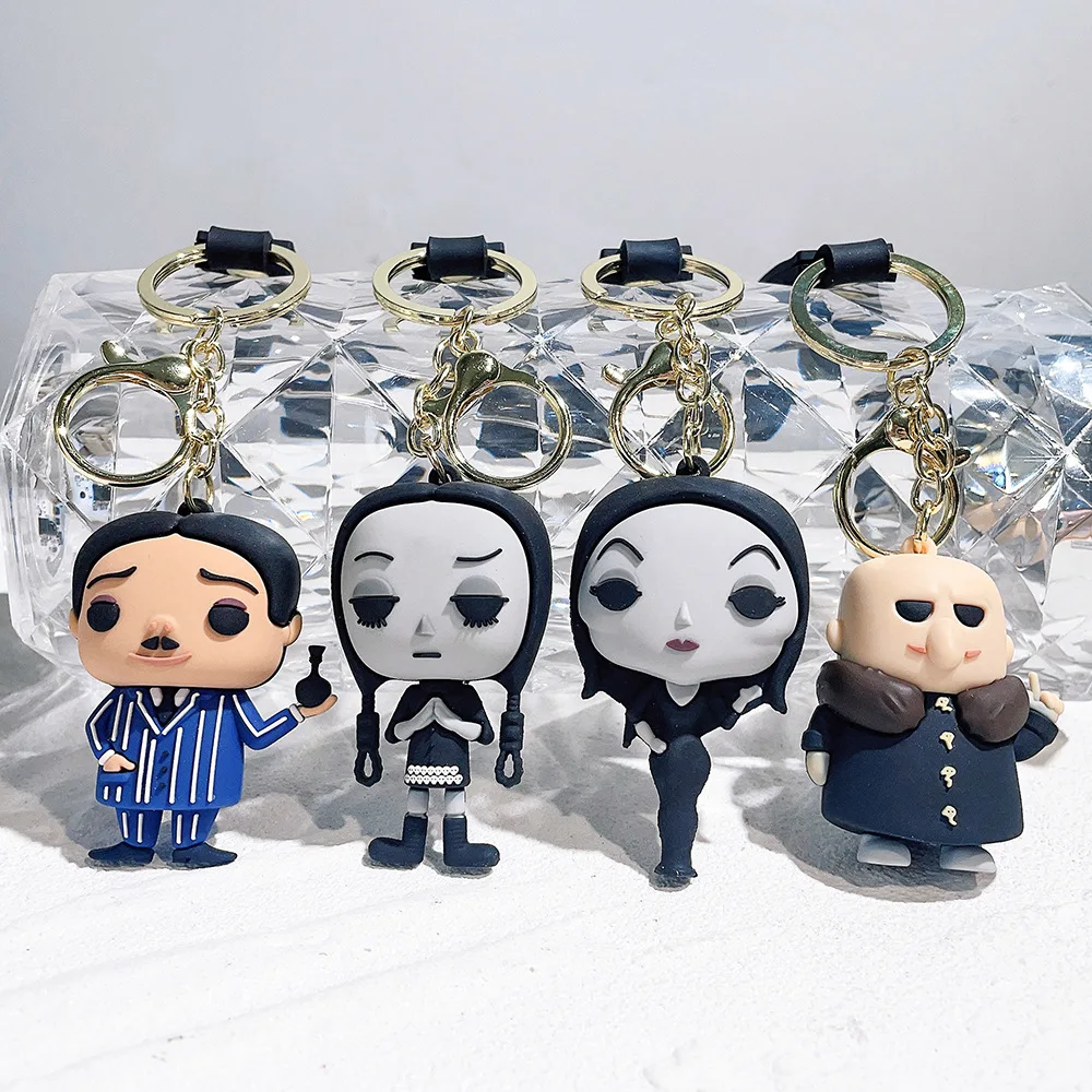 

Trend TV Wednesday Addams Keychain Addams Family Figure Silicone Pendant Key Holder Car Bag Decoration Accessories Gift for Kids