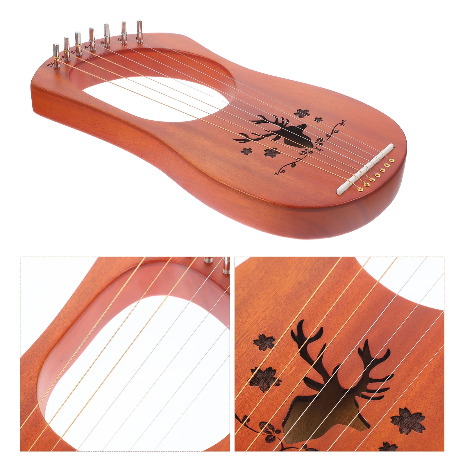 

Lyre Harp Handheld Mahogany Ancient Style Musical Instrument Wood Wooden Playset