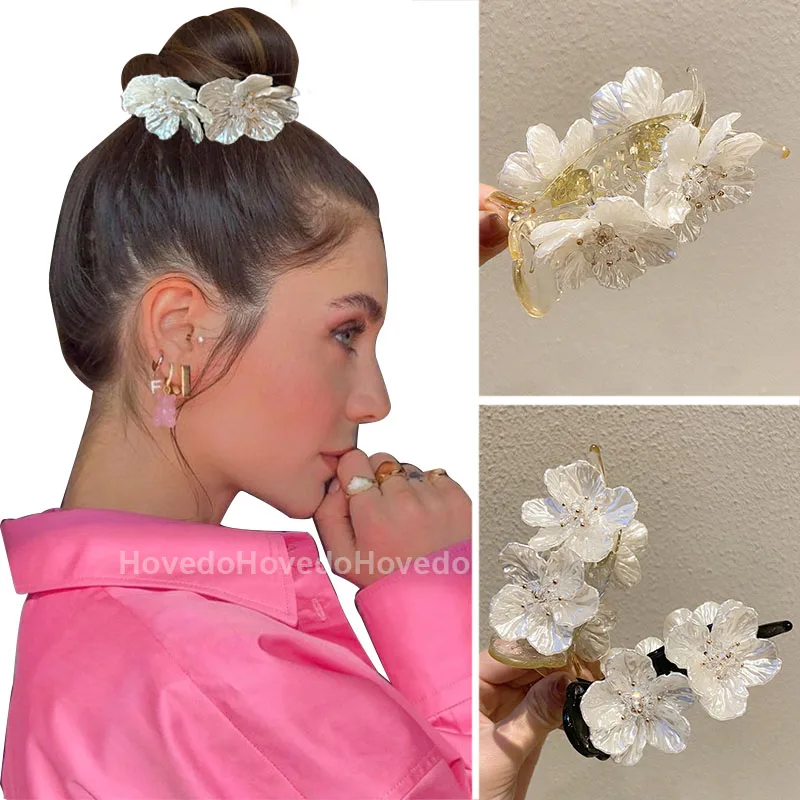 

Женская заколка-краб для волос, элегантная Заколка-краб для прически «конский хвост», аксессуар для волос с милыми цветами, 2022