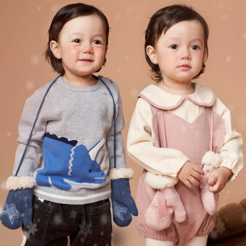 

Kocotree children's gloves baby's spring and autumn style boys and girls cute super cute winter wool gloves warm windproof