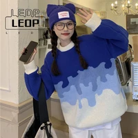 ledp womens sweater hip hop knit sweater streetwear gradient pullover autumn harajuku casual sweater pullover fashion top