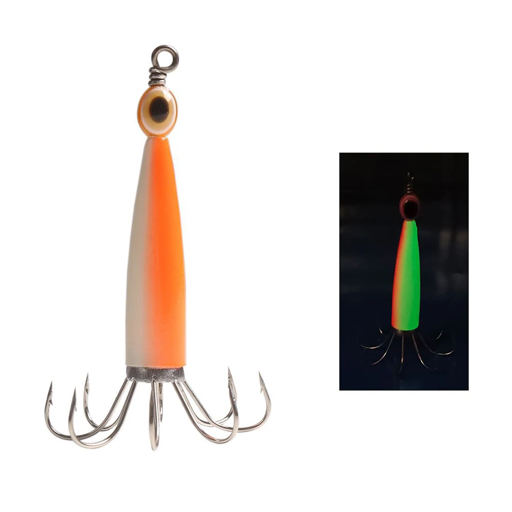 

3D Fishing Lure Lead Sinker Squid Jig Hook Glow In Dark Shone Wooden Shrimp Artificial Bait Octopus Cuttlefish Fishing Tackle