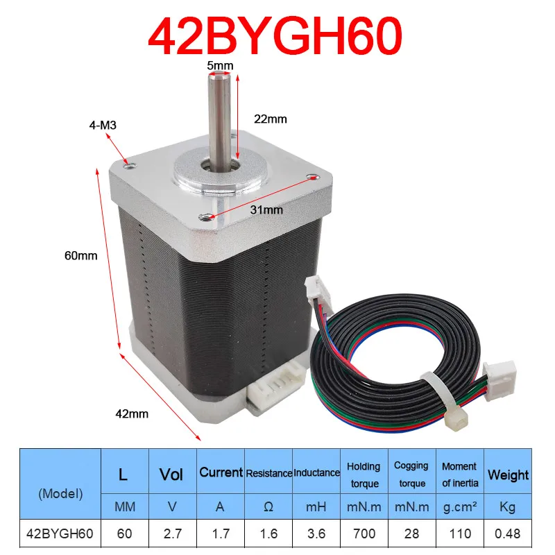 

Шаговый двигатель CNMAWAY 60 мм 2А двухфазный
