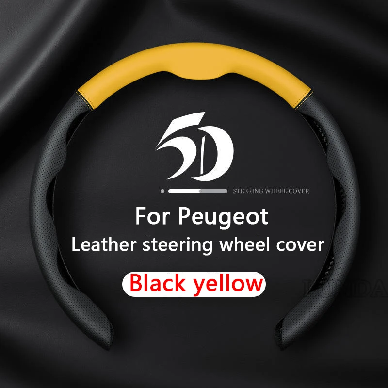 

Genuine Leather Car Steering Wheel Cover Ultra-thin Breathable 38cm For Peugeot 208 2008 308 3008 408 4008 508 5008 107 206 301