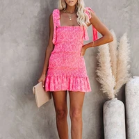pleated ruffled lace up tiered ruffle ruched cami dress casual elegant fashion chic ladies sleeveless spring summer pink skirt