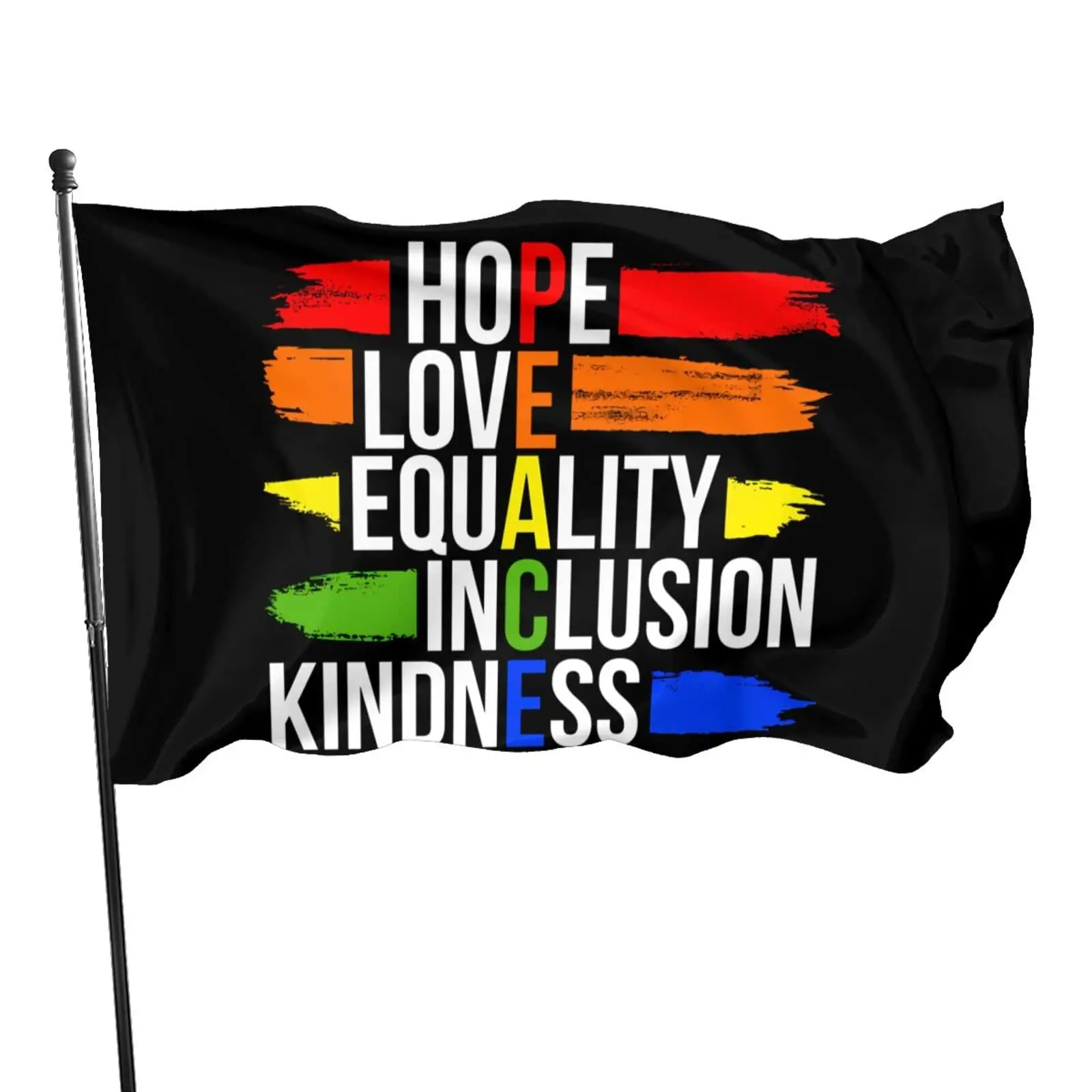 

Kindness Peace Equality Love Inclusion Hope Diversity Flag Double Stitched Indoor Outdoor Decoration Banner with Brass Grommets