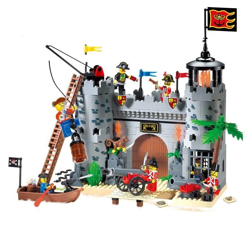 

366PCS Pirate Ship Series Robbery Barracks Model Building Blocks Kids DIY Educational Bricks Toys Gift For Children