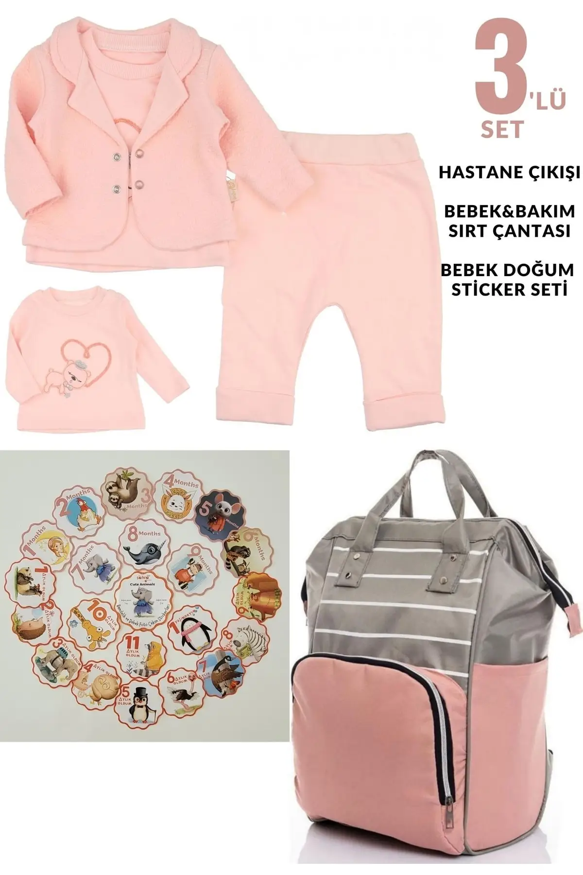 

100% хлопок, розетка для больницы, рюкзак для мамы и ребенка и милые животные, комплект из 21 предмета, детские наклейки, хлопок, розовый