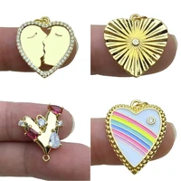 romantic heart kiss charms for jewelry making womens gold color plated pendant necklace earrings diy cz zircon crafts accessoriy