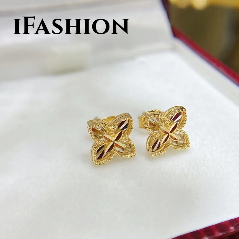 

IFASHION Irregular Earrings 18K Gold Import Solid Yellow Real Gold Jewelry (AU750) Women Tassel Earring Geometric Fashion Lady