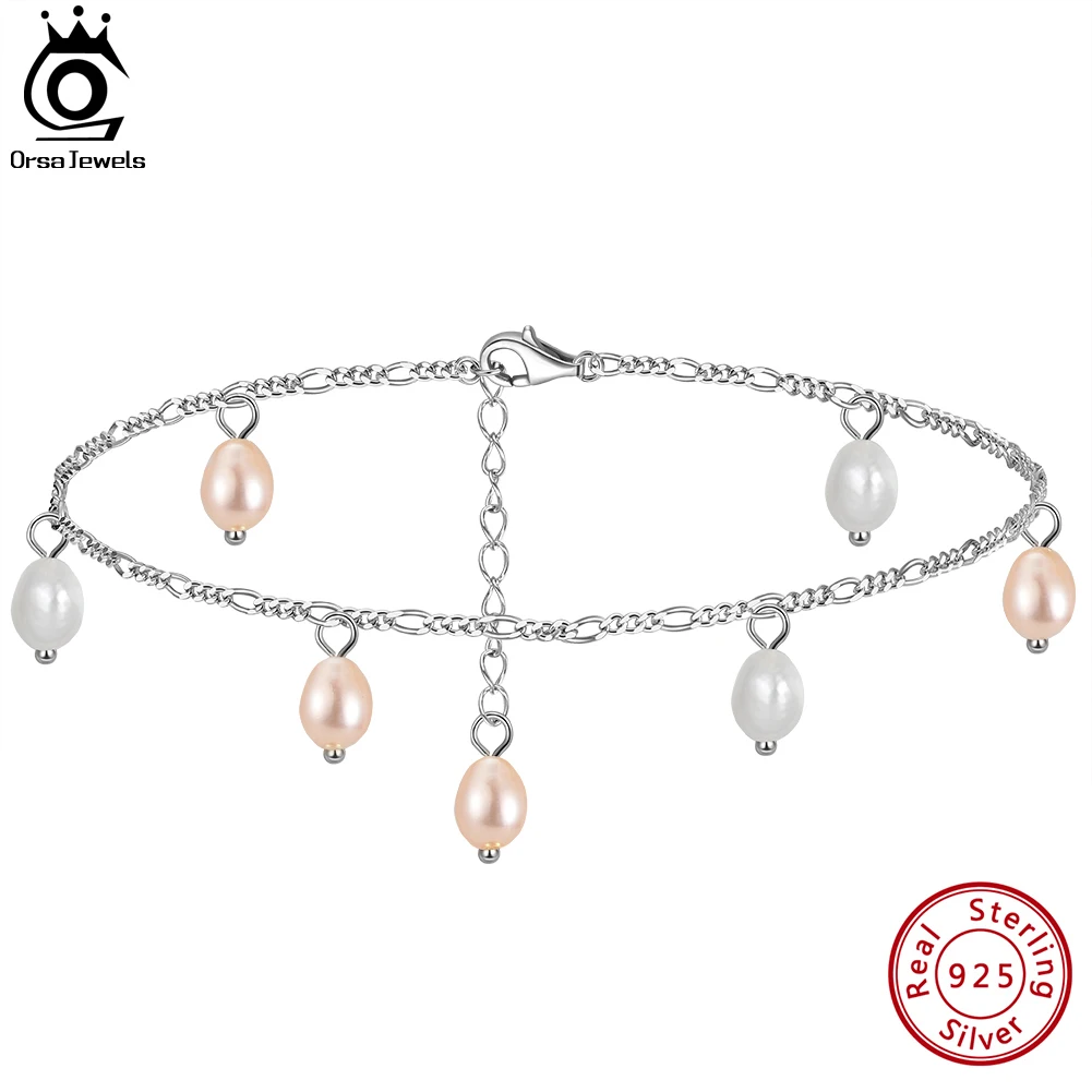 Браслет на ногу ORSA JEWELS из серебра 925 пробы с жемчугом