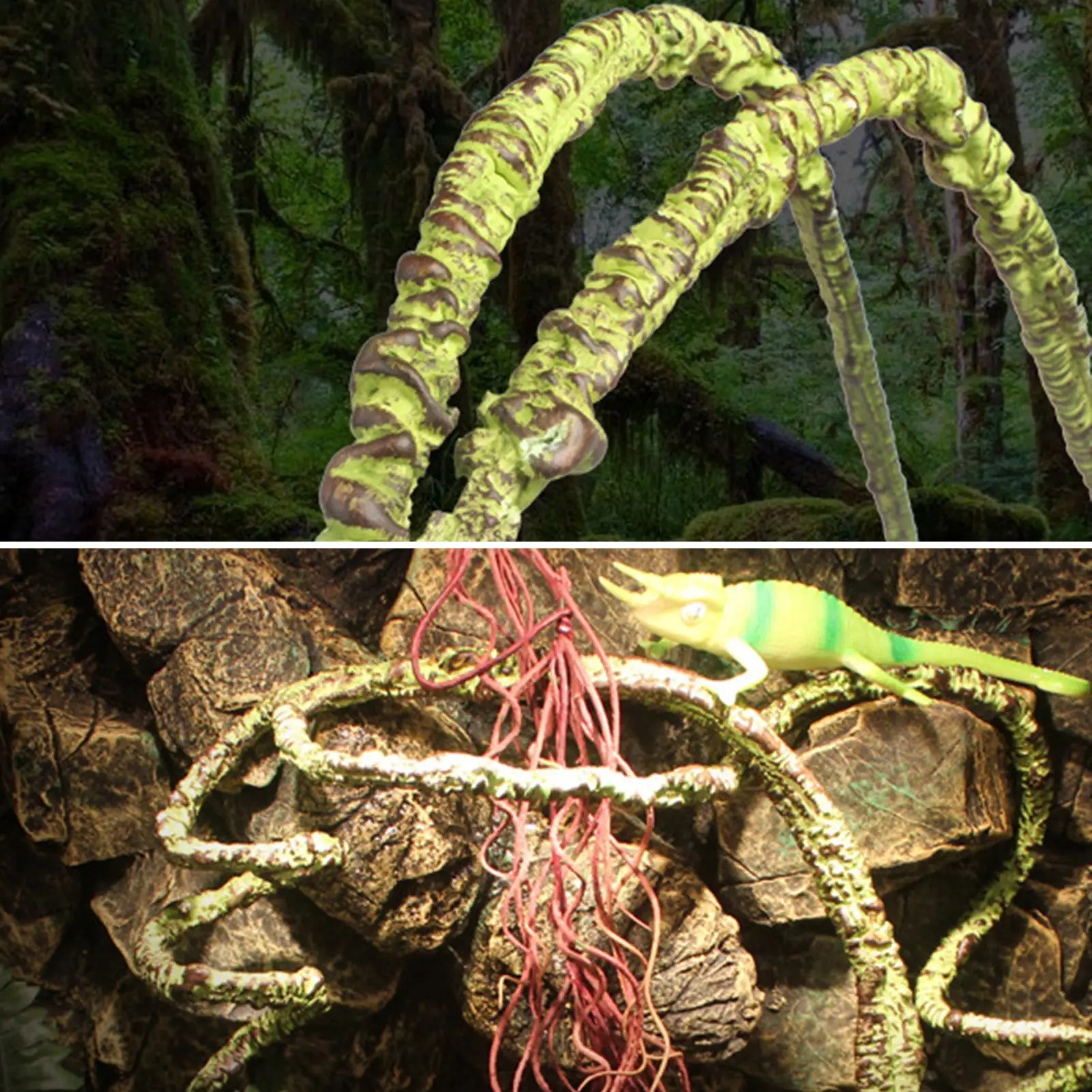 

Декоративная веточка для рептилий, гибкая лоза из джунглей, вьющаяся ящерица, искусственный тропический лес, декор для домашних животных, в...