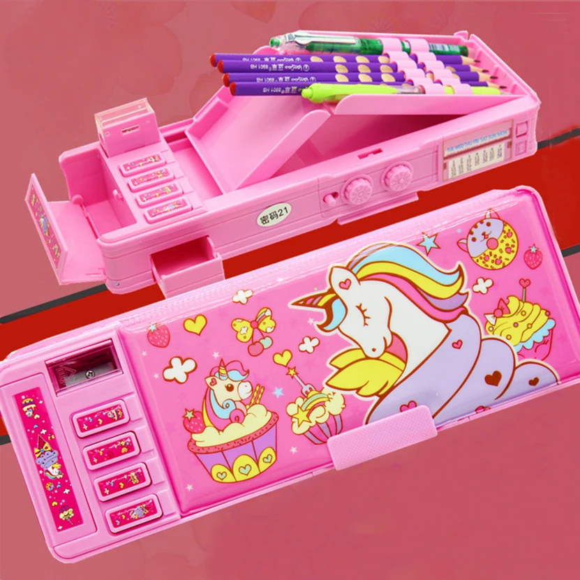 Case Estojo Escolar Password Pen Case Unicorn Kawaii Pencilcases Multifunctional Pencil Box Korean School Stationery