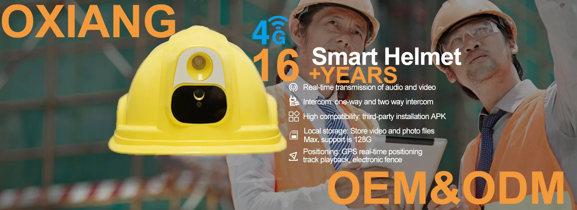 Защитный шлем 4G Hard hat с системой Android 7 программное обеспечение для отпаривания в