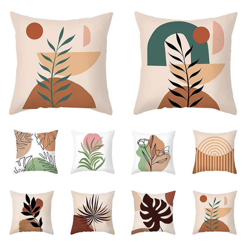 

Morandi Brown Abstract Series Pillowcase Gift Home Office Decor Peach Skin Cushion Cover Bedroom Sofa Car Throw Pillow Cover