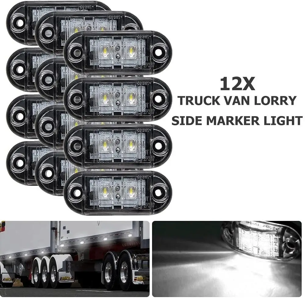 

12PCS Universal 12V 24V LED Side Marker Lights Warning Tail Light Auto Car External Lights For Truck Trailer Van Caravan Truck