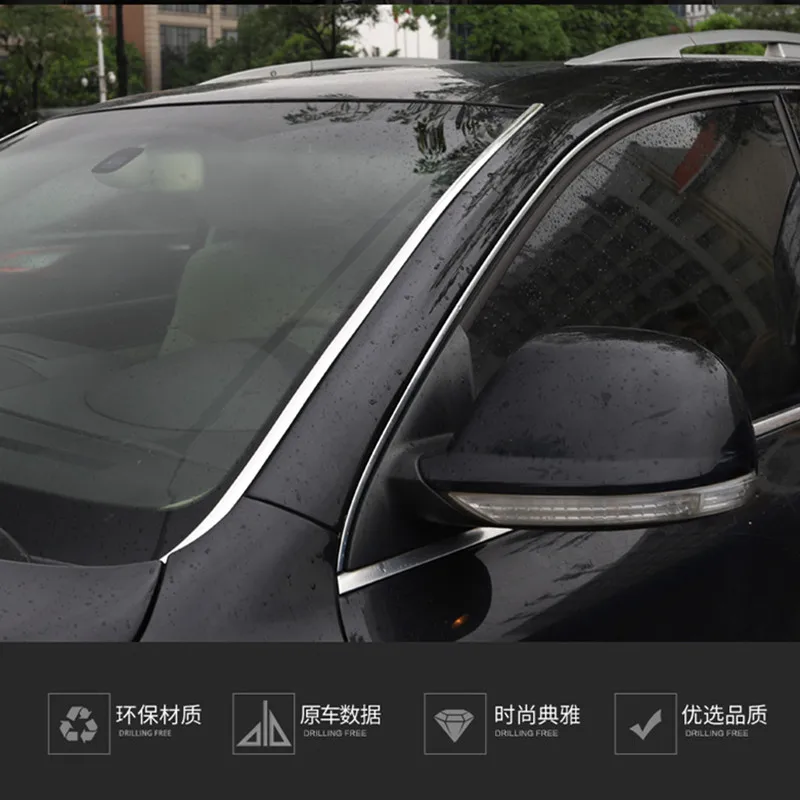 

Stainless steel 2pcs/lot front windshield trim strip front windshield decorative bright strip for Volkswagen 2003-2010 Touareg