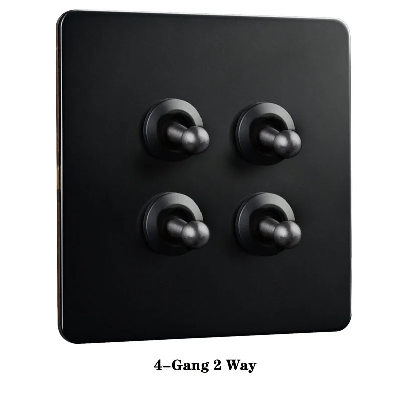 Настенный переключатель 1-4 клавиши 2 канала черный из нержавеющей стали панели