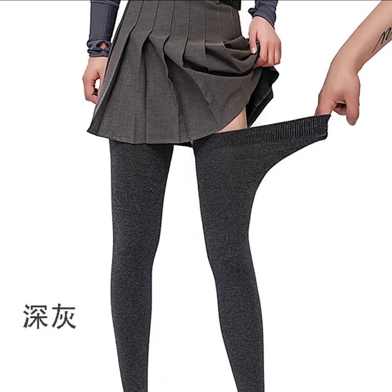 

Хлопковые чулки до бедра, Суперэластичные чулки, женские сверхдлинные носки выше колена, однотонные, средней толщины, мягкие носки