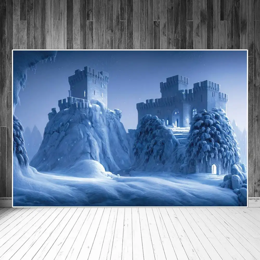 

Fantasy Frozen World Photography Backdrops Party Decors Ancient Castle Winter Night Custom Baby Photozone Photo Background Props