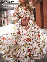 summer floral printed chiffon long dress women 2022 bohemian holiday maxi dresses for new year office lady elegant party dresses