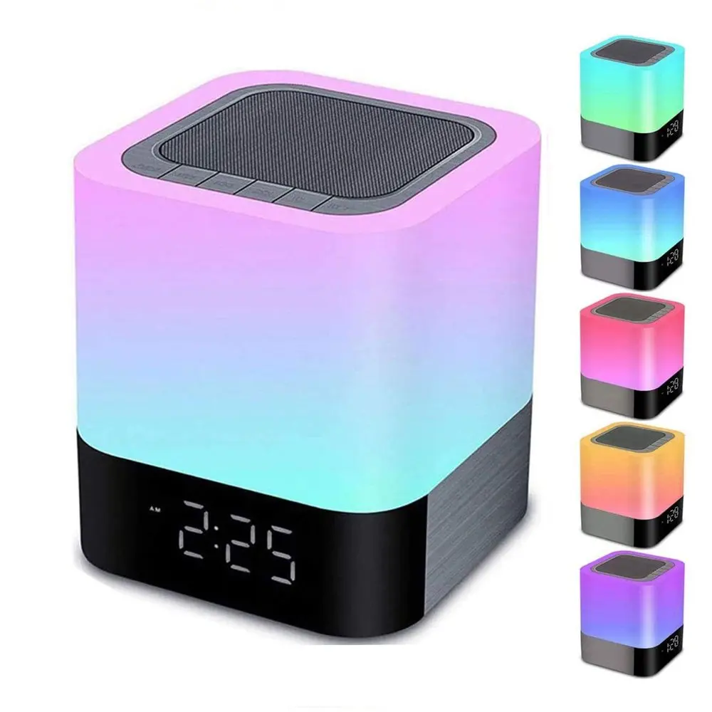 

Night Lights Bluetooth Speaker Alarm Clock Multi-Color Best Gift Ideas for Teenage Girls/Boys