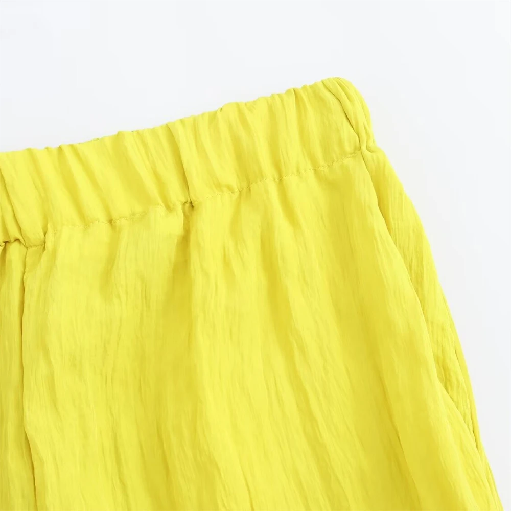 Брюки женские летние универсальные с эластичным поясом и эффектом морщин