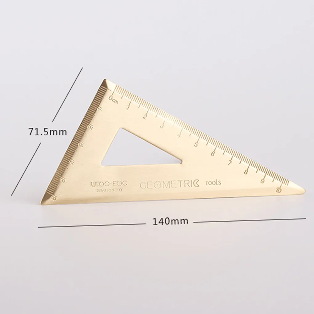 

Brass Triangular Ruler 180 Degree Protractor Construction Sketch Geometric Figure Drawing Tool Measuring Ruler