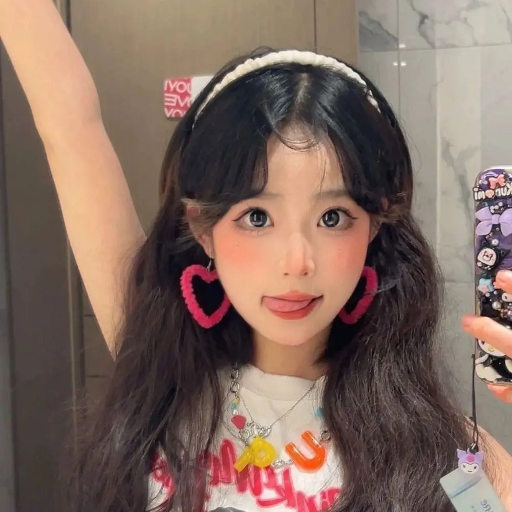 Милые розовые серьги в форме сердца элегантные розово-красные манжеты для ушей