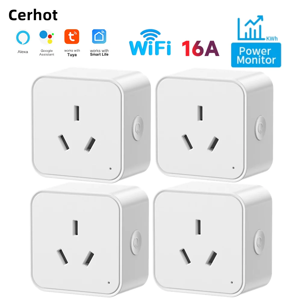 Cerhot 16A Tuya Wi-Fi Умная розетка AU Plug Smart life Приложение для дома Alexa Голосовое управление
