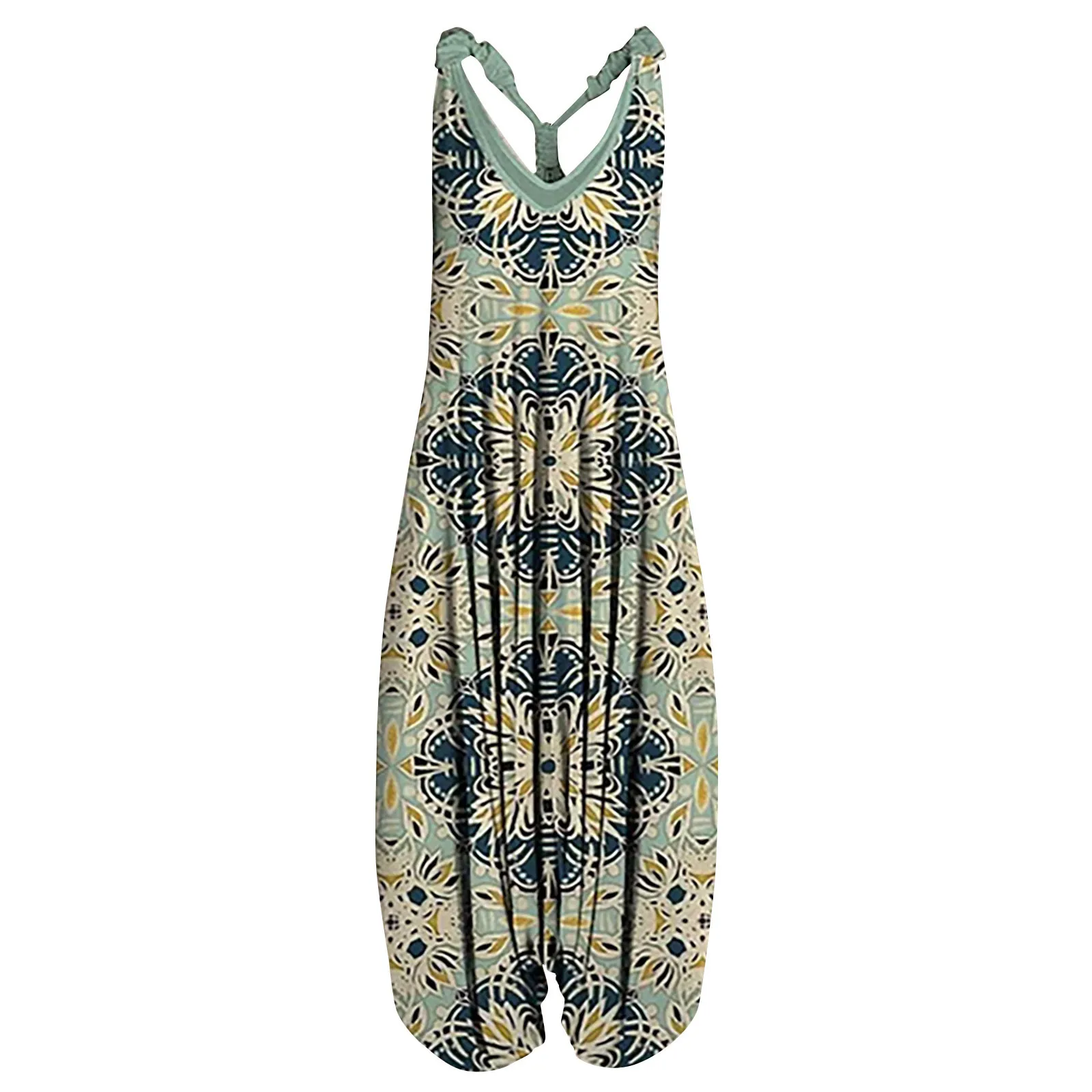 

Racerback Harem Jumpsuit Spaghetti Straps Vintage Paisley Overall Jumpsuit Women Jumpsuit Sleeveless Rompers for Girls Playsuit