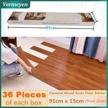 36pcs PVC Self Adhesive Floor Tiles 3D Wall Stickers Imitation Wood Grain Floor For Living Room Bedroom Waterproof Anti-Skid