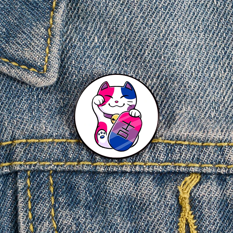 Счастливая кошка, пуррид, искусственная булавка, индивидуальные броши, рубашка, лацкан, учитель, сумка, рюкзак, значок, Детская булавка для женщин