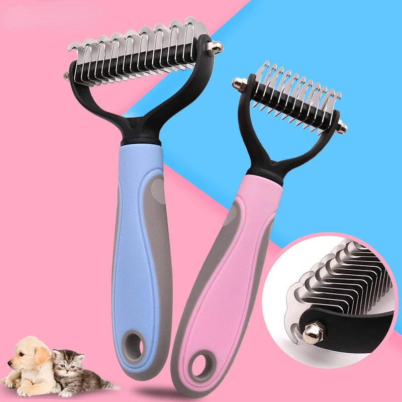 Pets Fur Knot Cutter Dog Grooming Shedding Tools Pet Cat Hair Removal Comb Brush Double Sided Pet Products