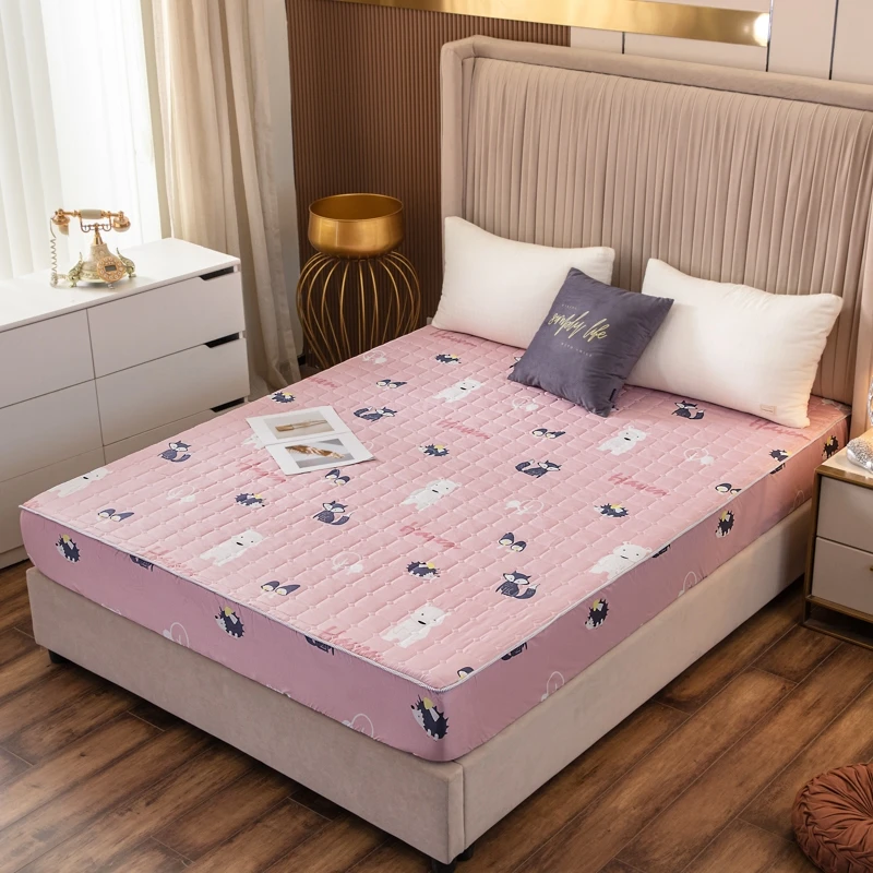 

Cartoon Thickened Quilted Bedspread Cotton interlining Fitted Sheet Queen Single King Size Mattress Cover(No Pillowcase)Bedcover