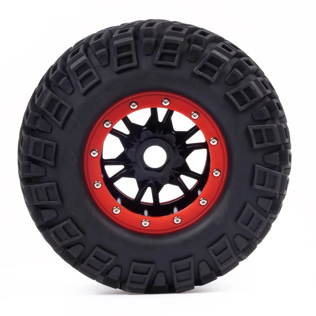 

2 Pieces Flat Road Rubber Tires Hex Beadlock Wheels High Friction Wear-resistant Rims Hub 1 10 1 8 RC Crawler Truck