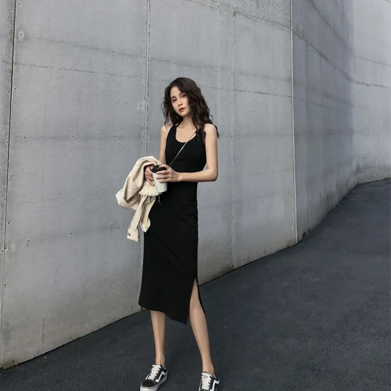 

Женское винтажное платье с разрезом сбоку, с открытой спиной