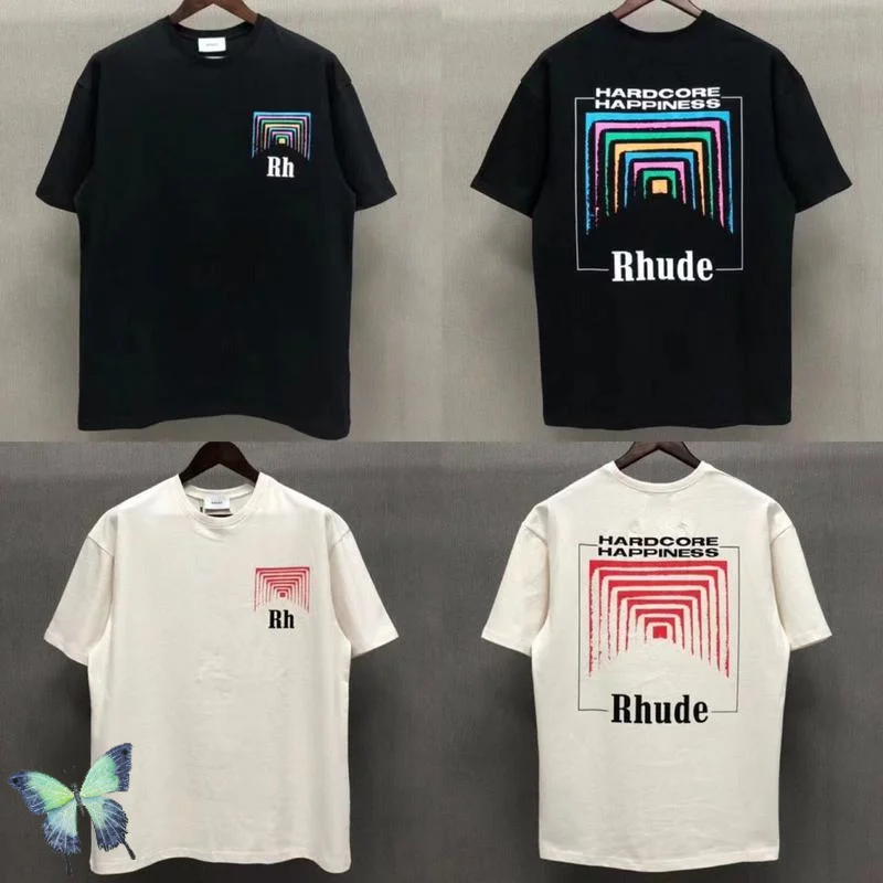 

Stock One Day Shipping Oversized Rhude BOX PERSPECTIVE T-shirt Men Women