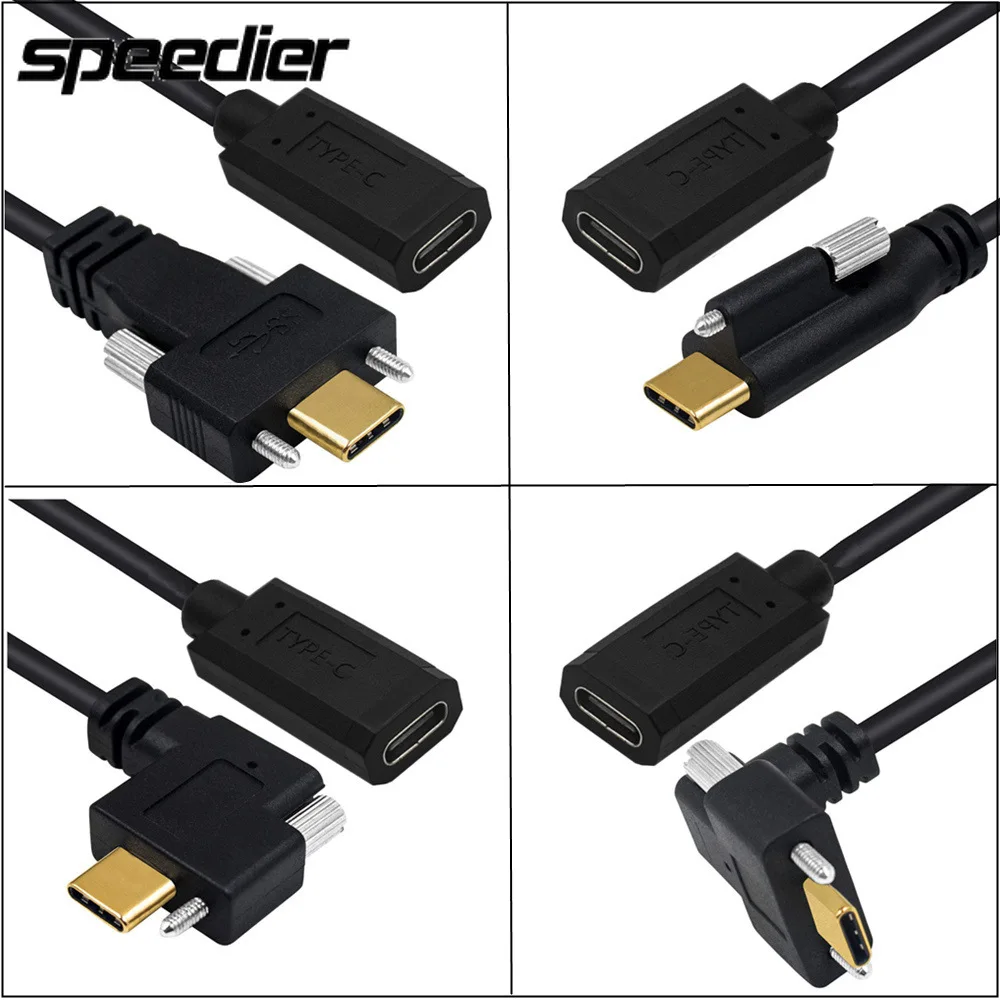 

10 Гбит/с 5A 4K 60 Гц позолоченный USB 3. 0 Type-C Женский к USB C Мужской коленчатый кабель для передачи данных с винтовым кабелем 3,1 м 1 фут 0,3 м 2 фута 2 м 6 ...