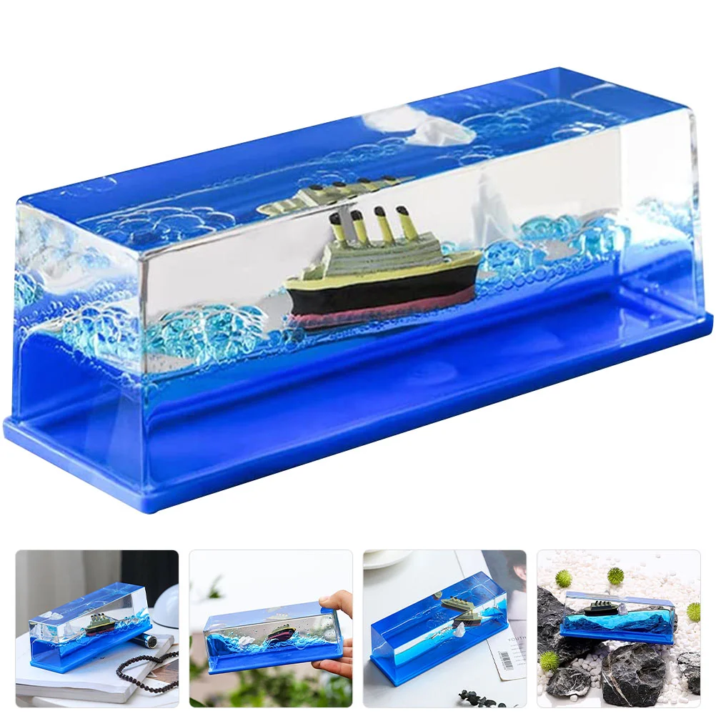 Ship Cruise Bottle Drift Model Fluid Decor Wave Decoration Unsinkable Ornamentfor Birthday Gifts Liquid Boat Pirate Pearl