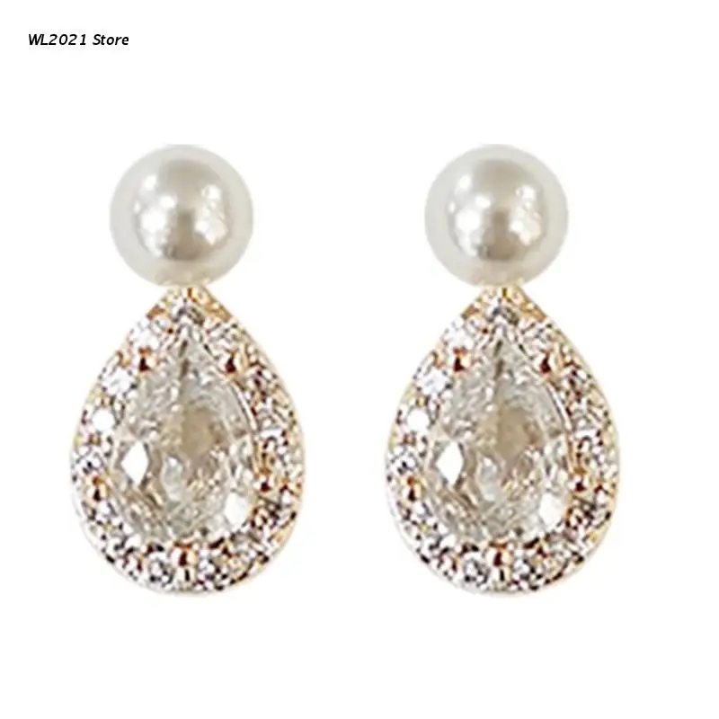 

Pearl Stud Earrings Crystals Rhinestones Art Vintage Earrings Wedding Party Styl